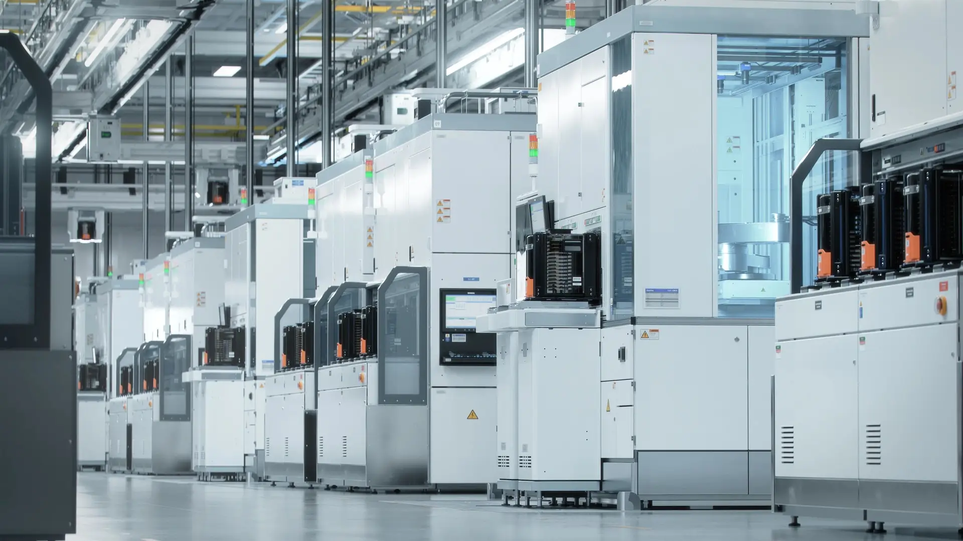 Advanced automated production facility representing commercial robotics and automation