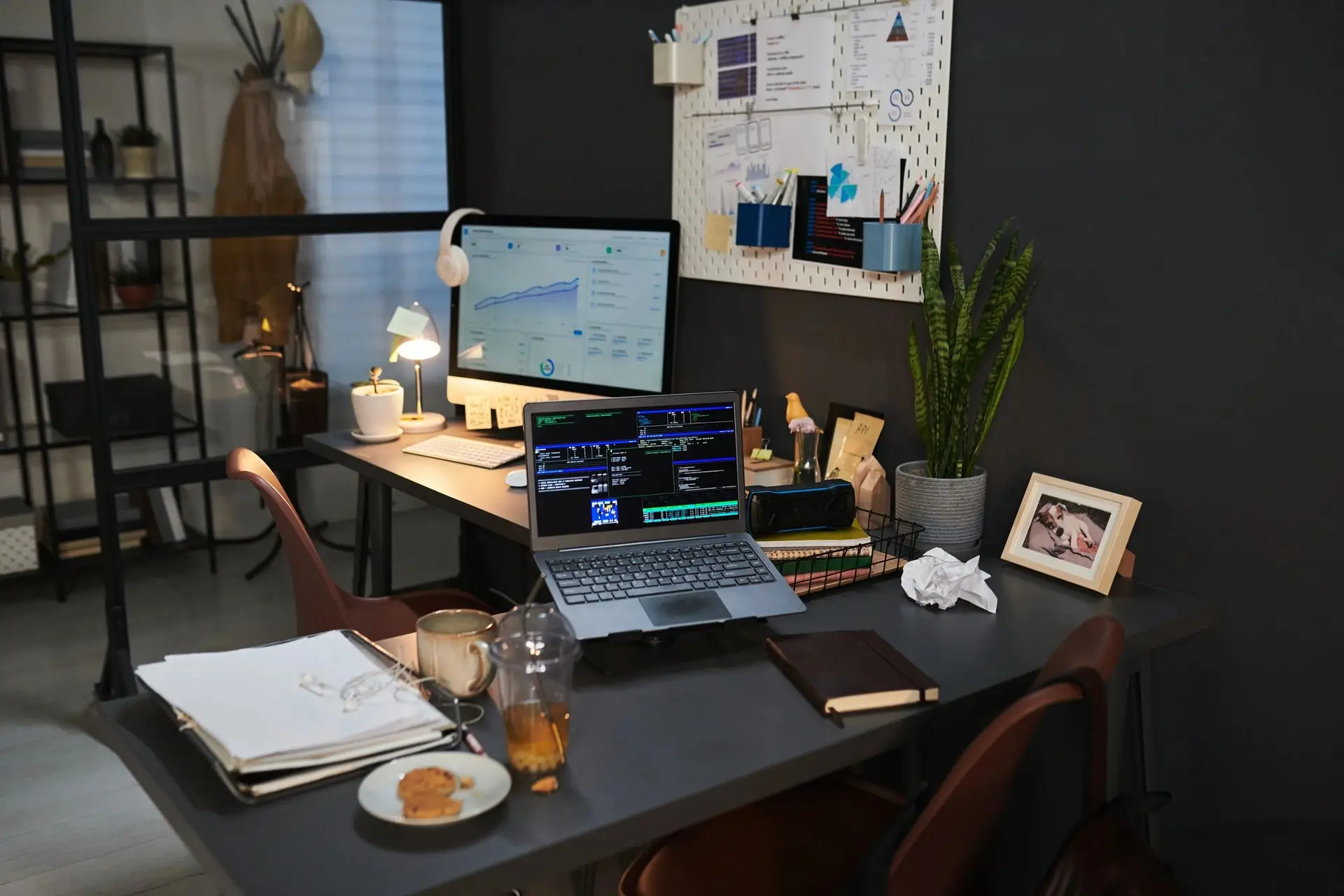 Business analytics dashboard displayed on a modern workstation